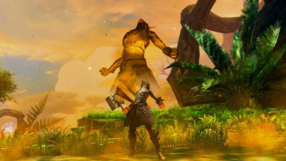 Ein Sylvari-Medium kanalisiert die Macht von Razah und den Nebeln, um seine Feinde zu bezwingen.