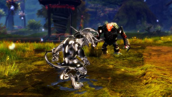 Ein Charr-Amalgam nutzt die Macht des Quecksilberschimmels gegen seine Feinde.