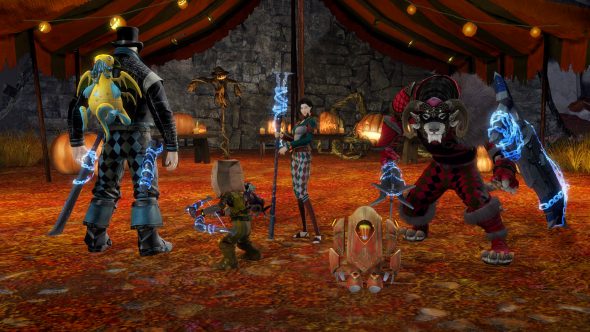 A collection of Guild Wars 2 characters showing the rewards from the festival.
