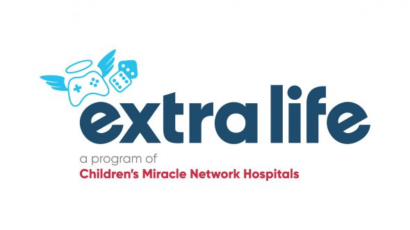 Das Logo von Extra Life mit einem Controller mit Flügeln.