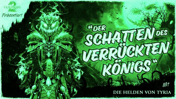 Der Verrückte König Thorn auf einem Werbebild für das Festival. Das Bild ist in hellem Grün gehalten und hat ein gruseliges Ambiente.
